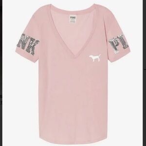 PINK Victoria's Secret Light Pink Tee with Dog Logo